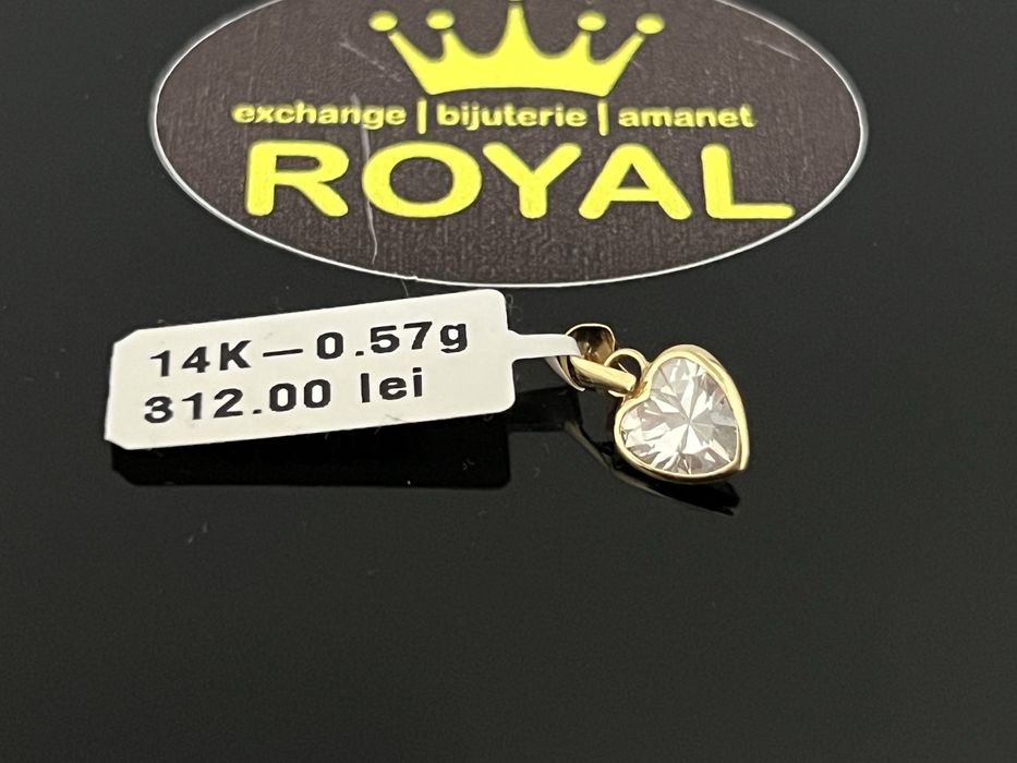 Bijuteria Royal CB : Pandant inima cu cristal  aur 14k 0,57 grame