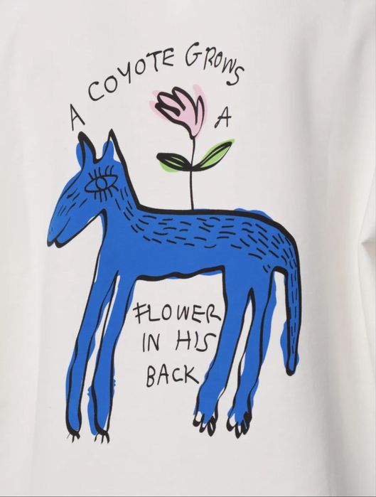 Лонгслив оверсайз с принтом синий Койот