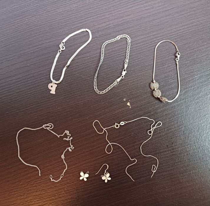 Сребърни гривни,ланчета и обеци