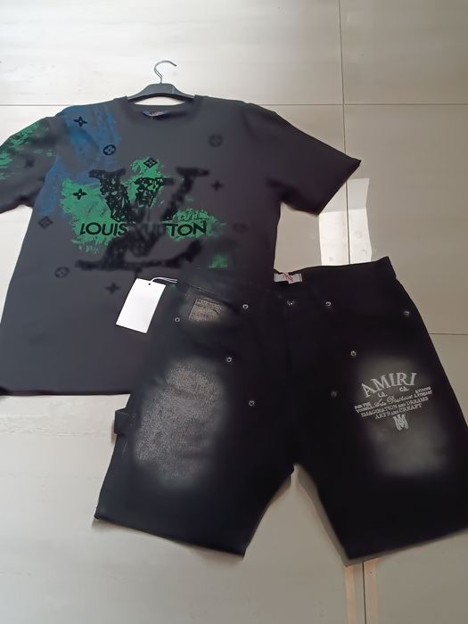 Compleu bărbați tricou și pantaloni scurți de blugi