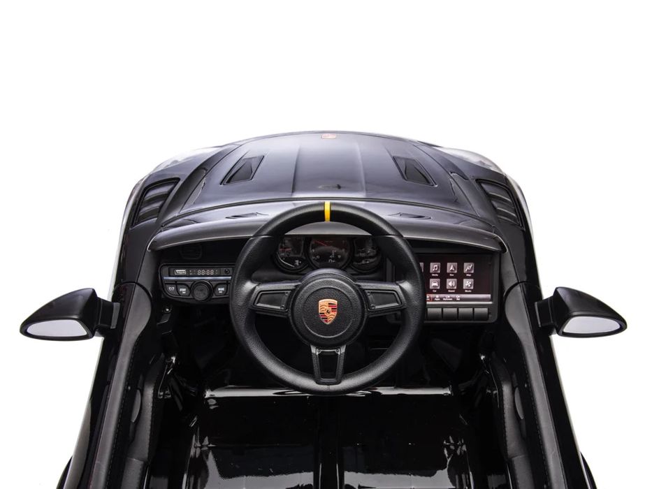 Porsche spyder rs 12v – детска акумулаторна кола, черна, eva гуми