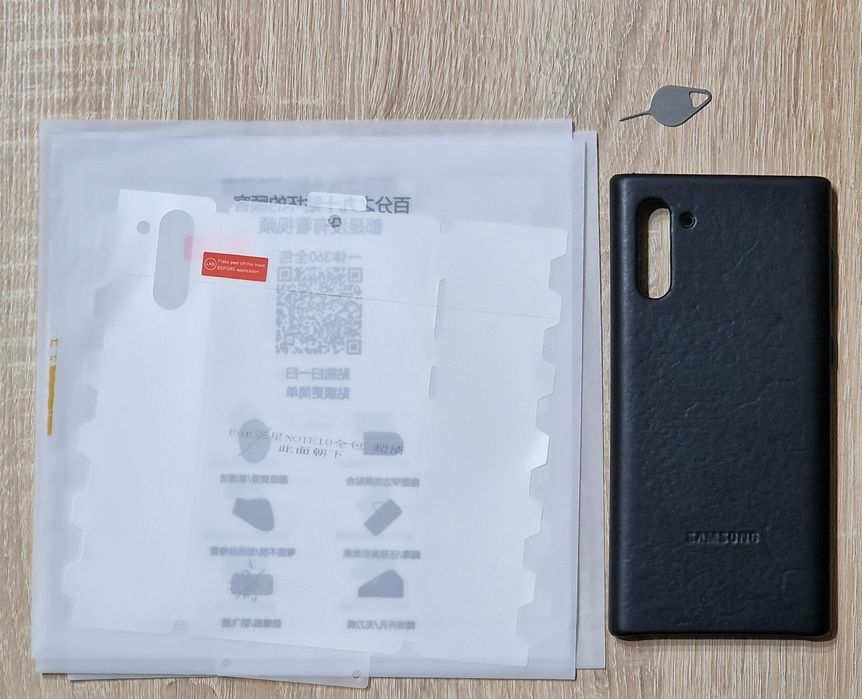 Set Husa piele originala , 3 folii 360 pt samsung Note 10