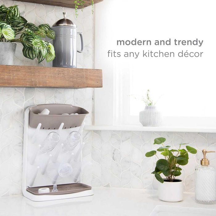 UBBI Vertical Baby Bottle Drying Rack – Вертикален сушилник за бебешки шишета и аксесоари, спестяващ място, Taupe