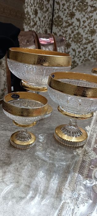 Хрусталь Богема комплект, икта котта,  икта уртача,  ўнта кичкина