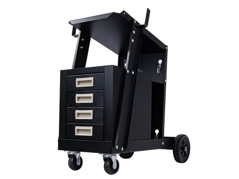 Carucior pentru aparat de sudura cu maner si 4 sertare