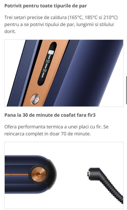 Placa de par Dyson Corrale HS03 albastru de Prusia/Cupru intens + Perie si pieptene + Cutie depozitare