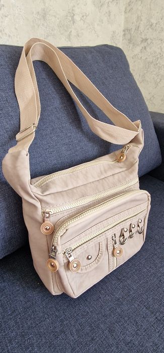 СУМКА ТКАНЕВАЯ серо-бежевого цвета