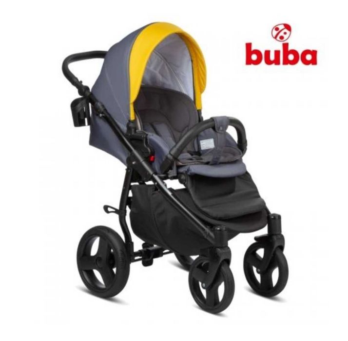 Бебешка количка 3в1 Buba Сиво-Жълта