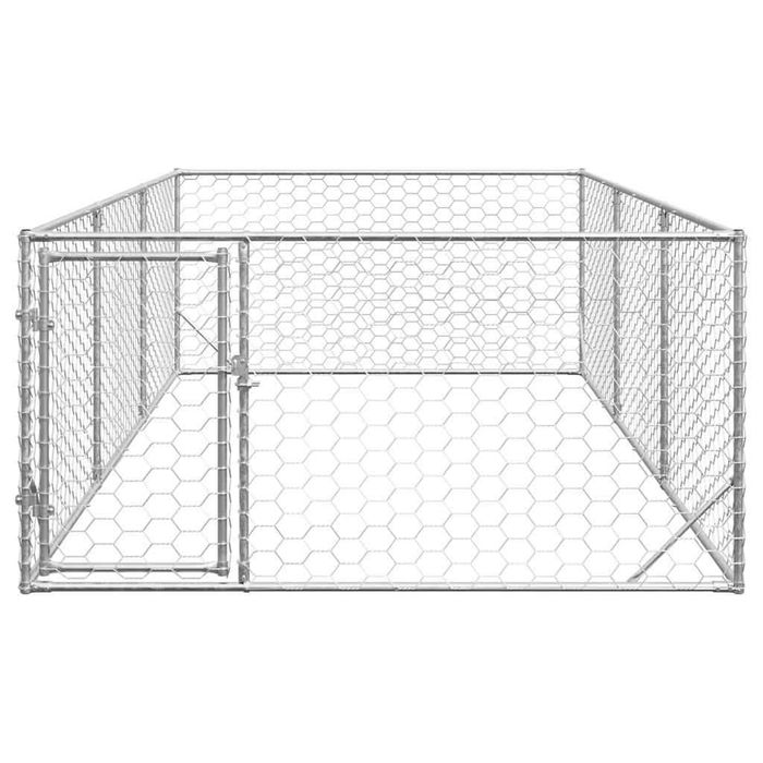 Cușcă pentru câini de exterior cu ușă 2x4x1 m, oțel galvanizat VidaXL