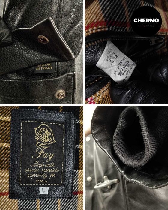 FAY рядко винтидж кожено яке тип firefighter / peacoat – L