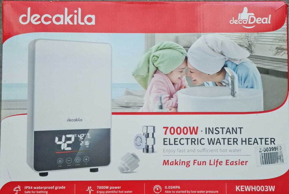 Проточен бойлер Decakila, 7000 W, 30-55°C, Бял