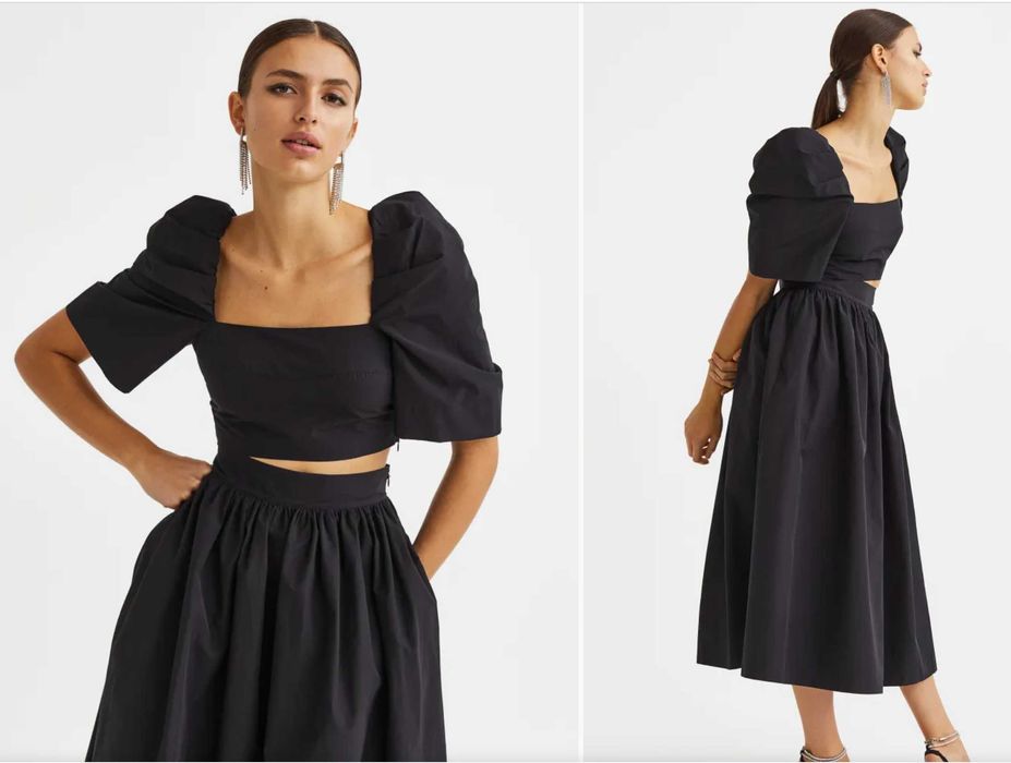 Новая укороченная рубашка /топ с пышными рукавами H&M, размер L(48/52)