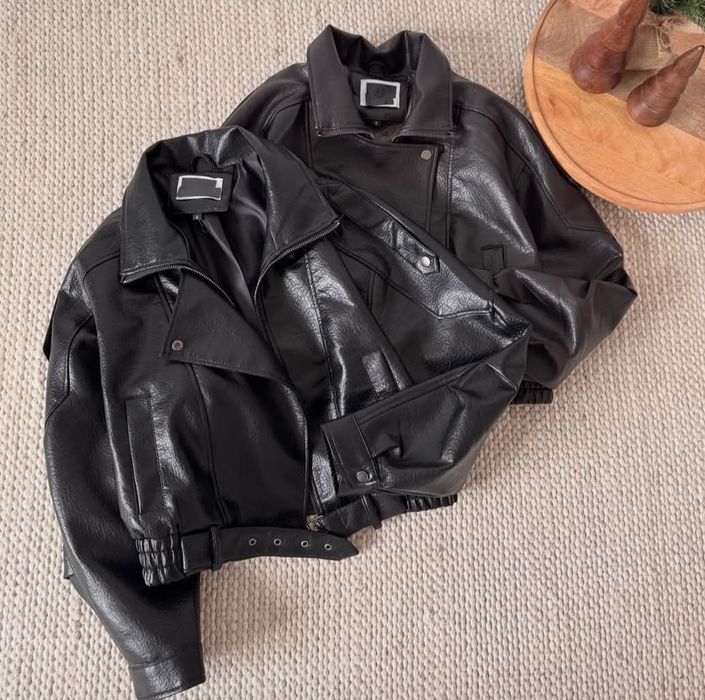 Тъмно кафяво кожено яке