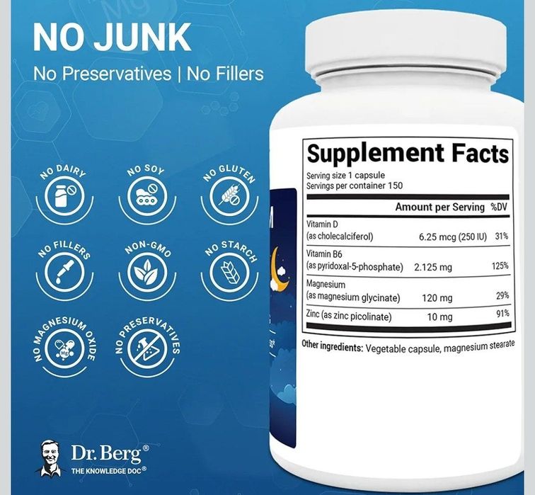 Dr Berg magnesium glycinate,150 kaps,глицина магния,магний, vitamin b6