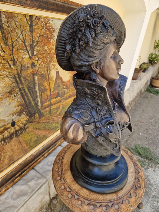 Топ - Уникална антикварна френска бронзова фигура статуетка скулптура