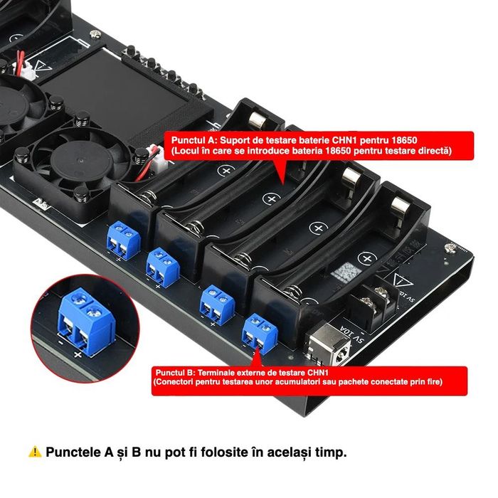Tester digital pentru acumulatori 18650 celule litiu ion 8 canale