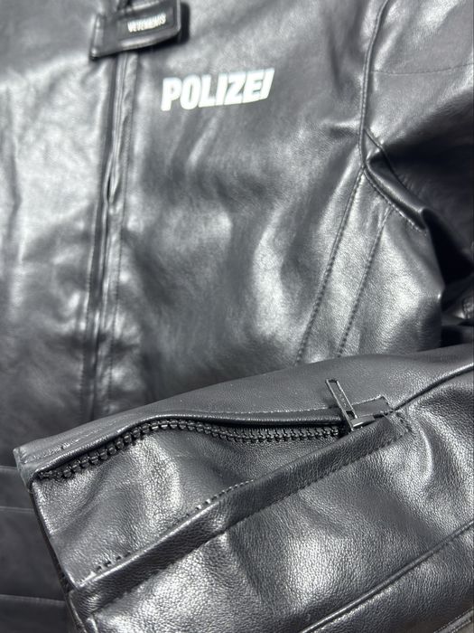 «SALE» VETEMENTS Black Leather Jacket «Polizei»