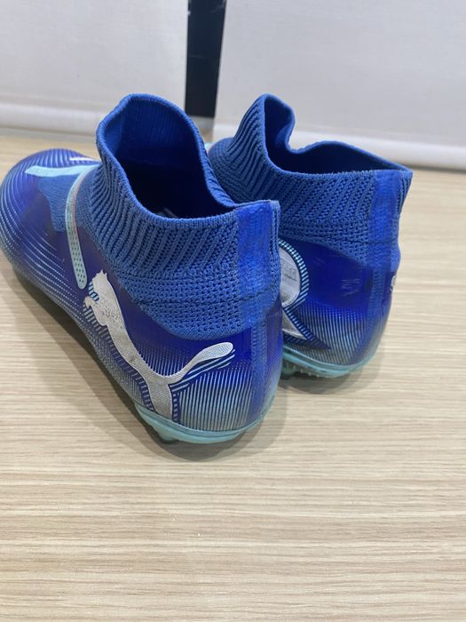 Ghete Fotbal Puma Future 7 Match+ – FG, Albastru/Turcoaz, Mărimea 42.5