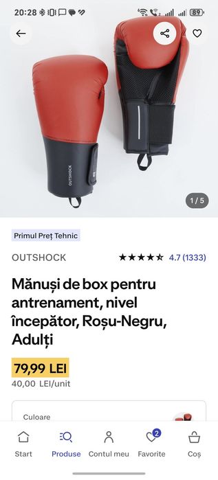 Set box cu mănuși box măsură 8 și 10