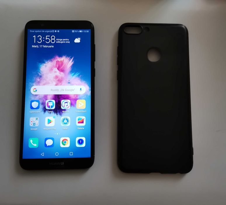 HUAWEI P Smart, Model FIG - LX1, *Impecabil **, + Husă Silicon Negru