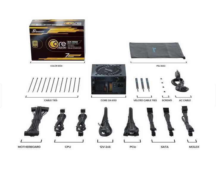 Sursă Seasonic Core GX-650 V2, 650W 80+ Gold, Sigilată, 7 ani garantie