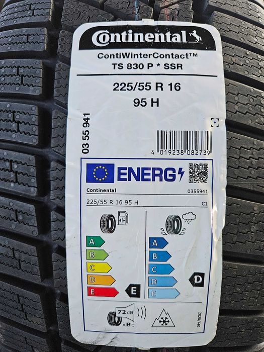 4 Нови зимни гуми 225/55R16 Continental WinterContact TS830P * RunFlat