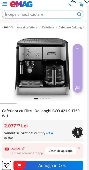 Espressor/cafetieră De'Longhi.