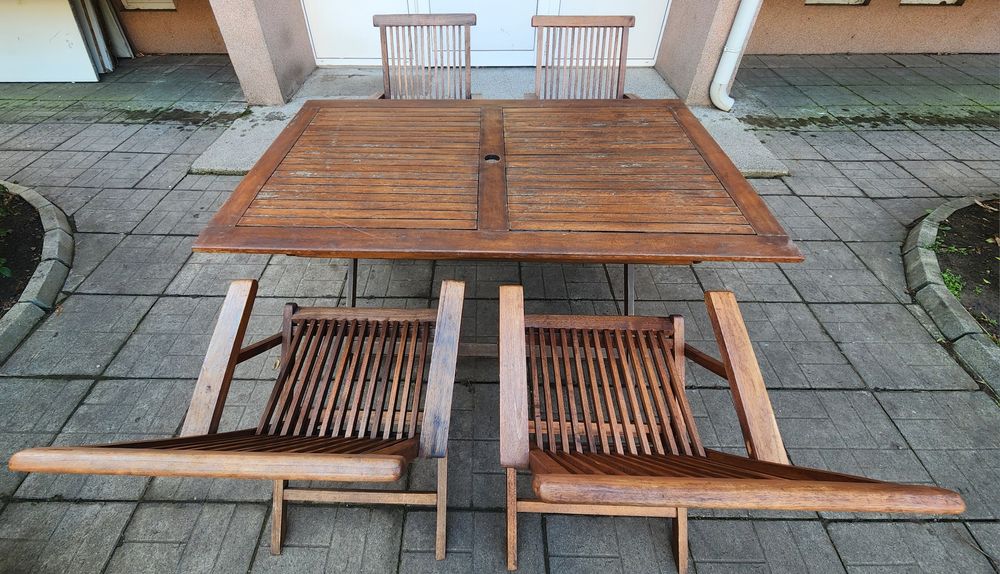 Комплект градински мебели тиково дърво