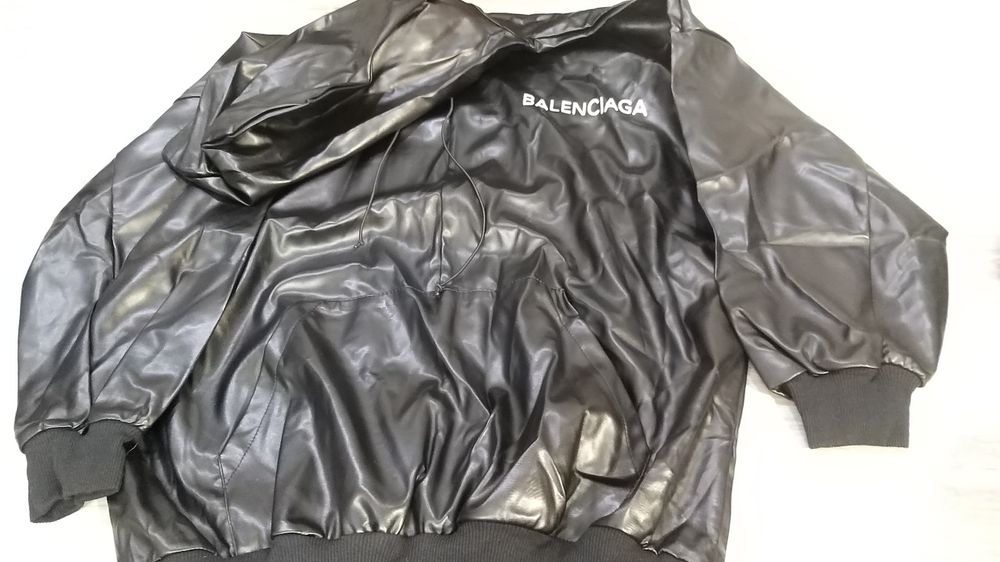 Худи экокожа , оверсайз