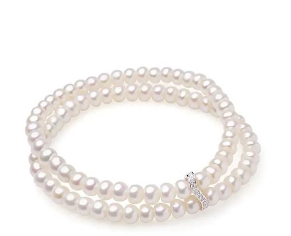 Обеци и гривна , бели плоски перли