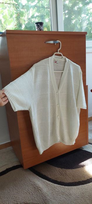 Lot 5 bluze / pulovere subțiri vintage albe / crem (tricotate & croșetate)