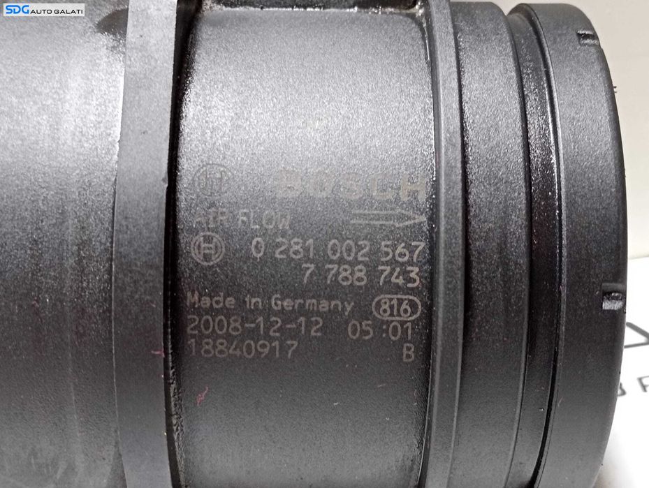 Debitmetru Aer BMW Seria 1 E81 E82 E87 E88 116 118 120 123 2.0 D N47 N47D20A N47D20C 2006 - 2011 Cod 0281002567 7788743 13627788743 [M5302]