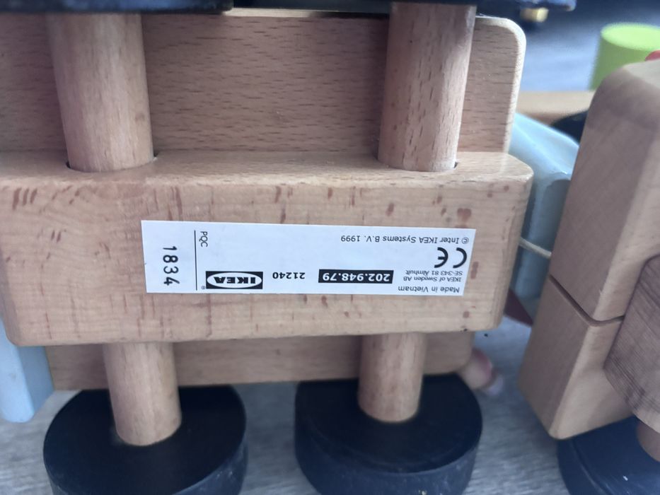 Macara cu blocuri de constructie IKEA UPPSTA, multicolor, 29x15x12cm
