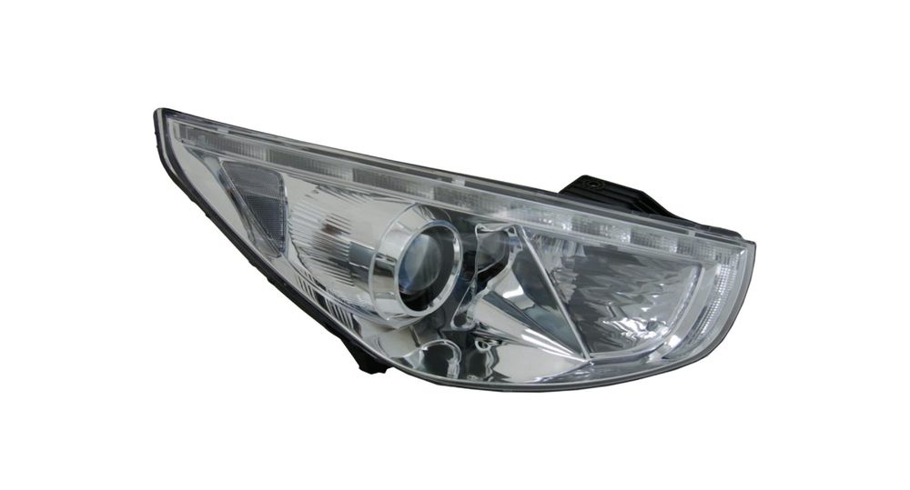 Set faruri Hyundai Ix35 (Lm), 10.2009-09.2015, montare fata, stanga+dreapta, lupa; cu DRL LED, lumini de zi; H9+H9+PY21W; manual; crom, transparent; Tuning; halogen