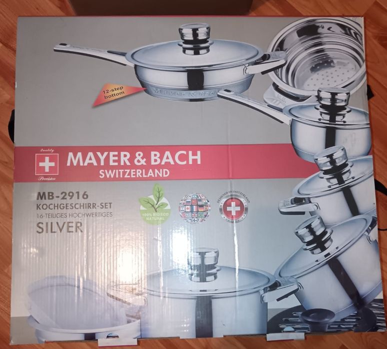 Set Vase de Gătit Premium MAYER & BACH Elveția (MB-2916) – 16 Piese, NOU la cutie
