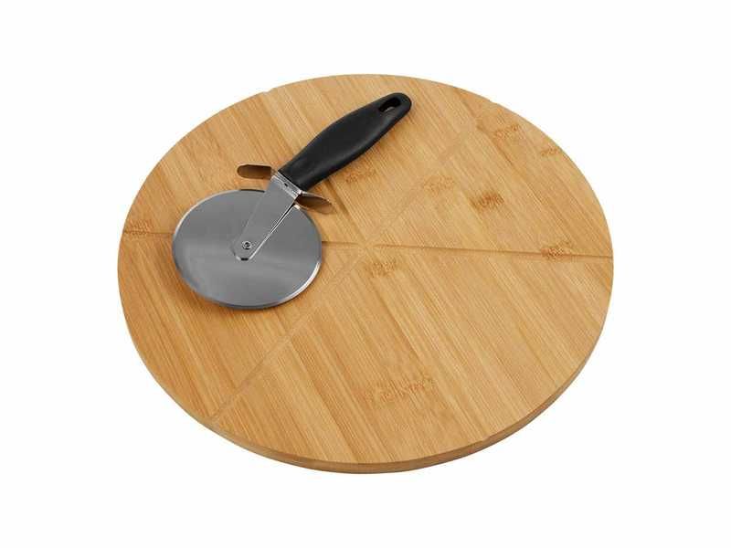 НОВИ! Бамбукова дъска за пица с нож за пицa