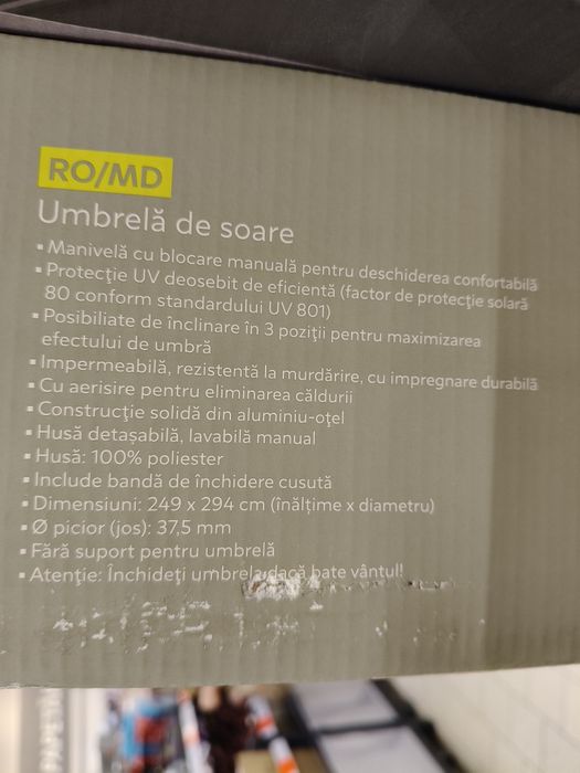 Umbrela terasa de soare Noua sigilata