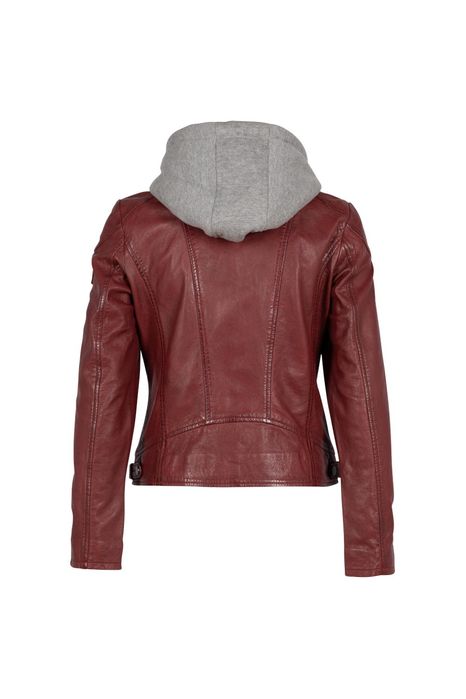 Geaca de Piele Dama Mauritius Rosu Inchis GWAlice