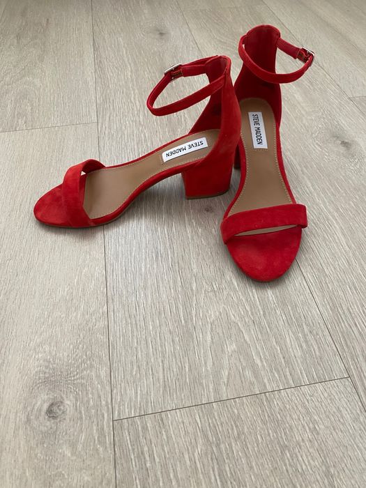 Sandale din piele intoarsa-culoarea rosie