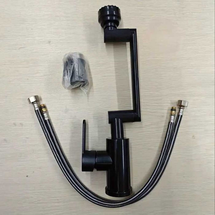 Baterie apa monobloc rotativa 720 grade negru lucios completa