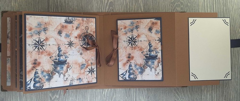 Албум за снимки "Мъжки свят" в кафяво и мастилено синьо, ръчна изработка /33.23