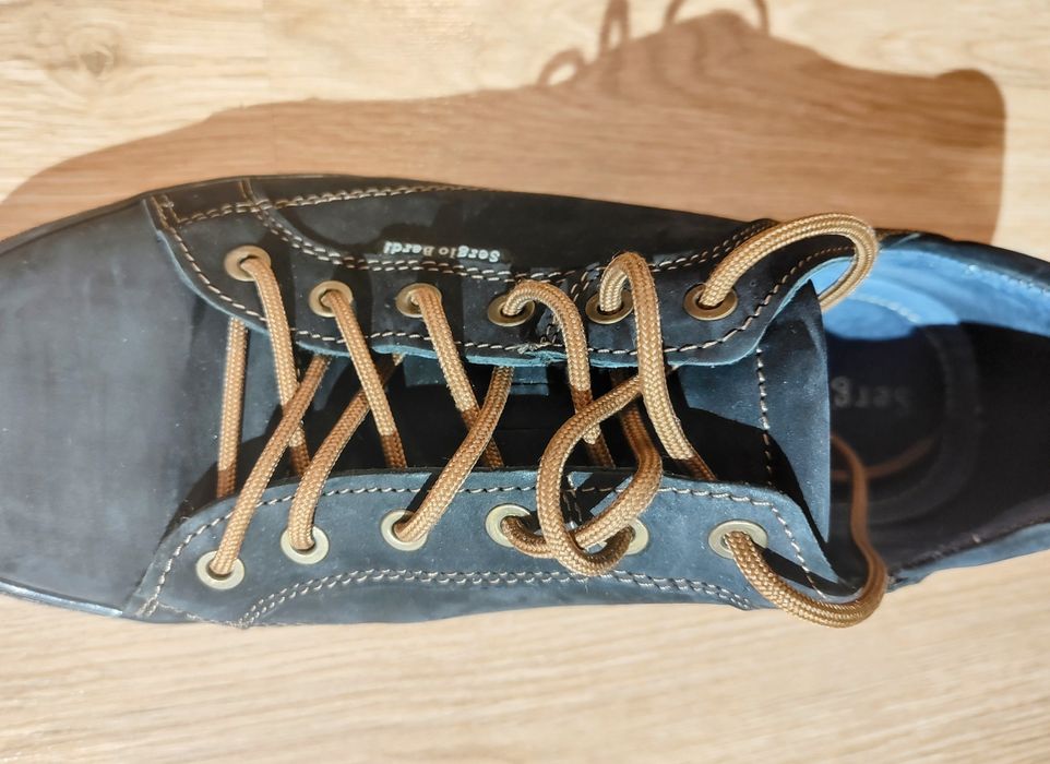 Pantofi de piele, stil sneakers, Sergio Bardi, bleumarin