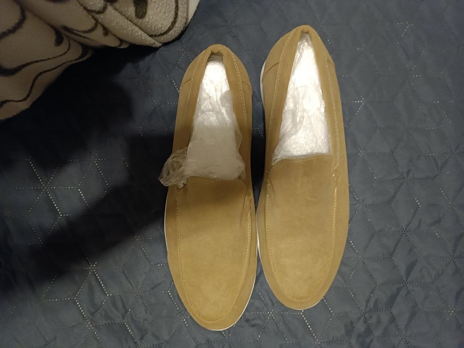 Mocasini bej bărbați piele intoarsă, stil Old Money