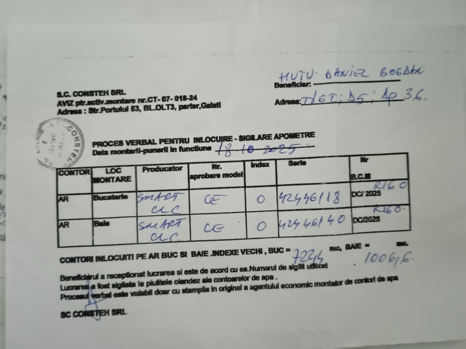 Apometre apartament  clasa CC