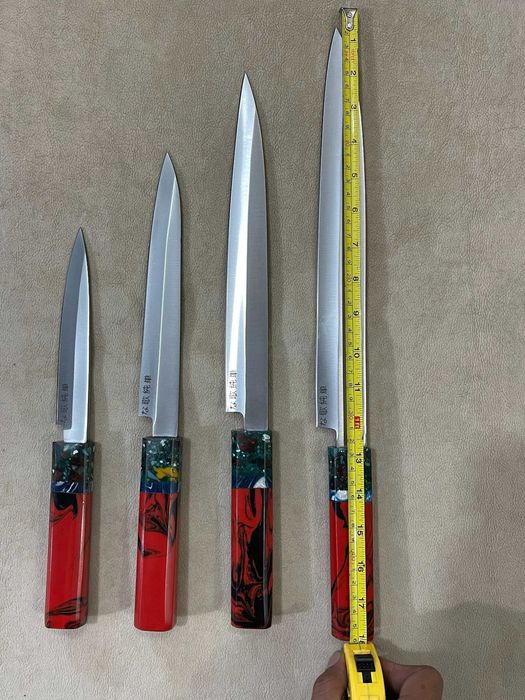 Set 4 Cuțite Japoneze Sujihiki Oțel D2 Mâner Rășină