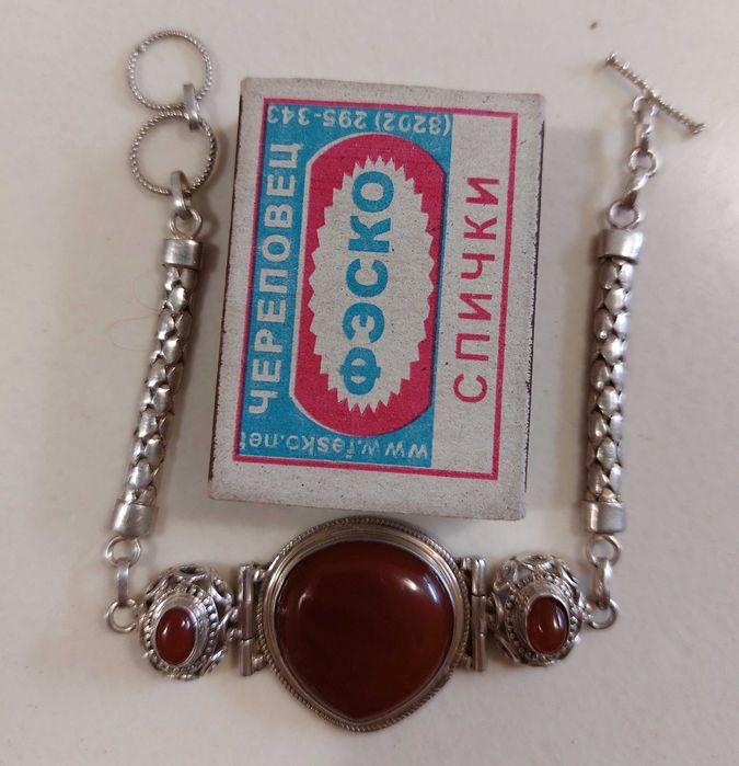 Браслет серебро 925. Камень сердолик