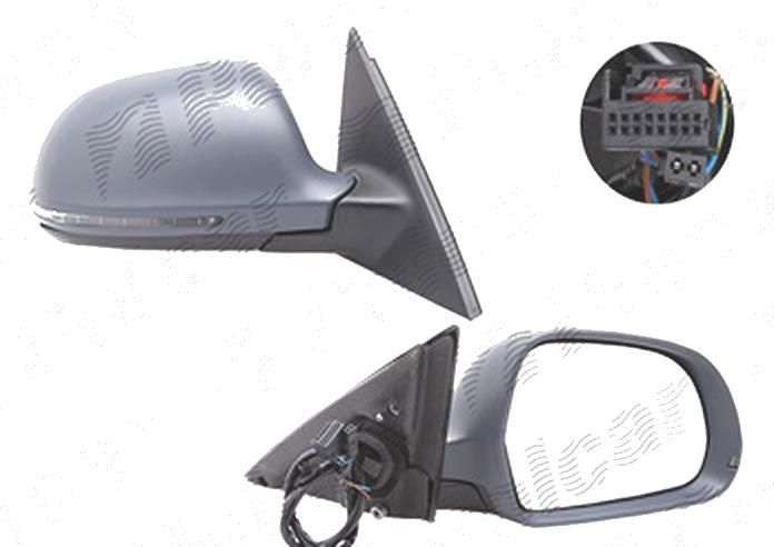 Oglinda exterioara Audi A4/S4 (B8), 11.2007-2009 Sedan, A4/S4 (B8), 2008-10.2011 Combi , Dreapta, reglare electrica; grunduit; incalzita; geam asferic; pliere electrica; memorie; 14 pini; cu semnalizare