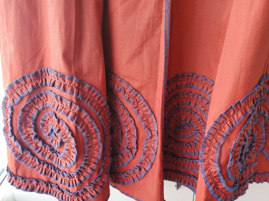 FUSTA din bumbac, rosie cu spirale la baza, XS, marca J.Peterman