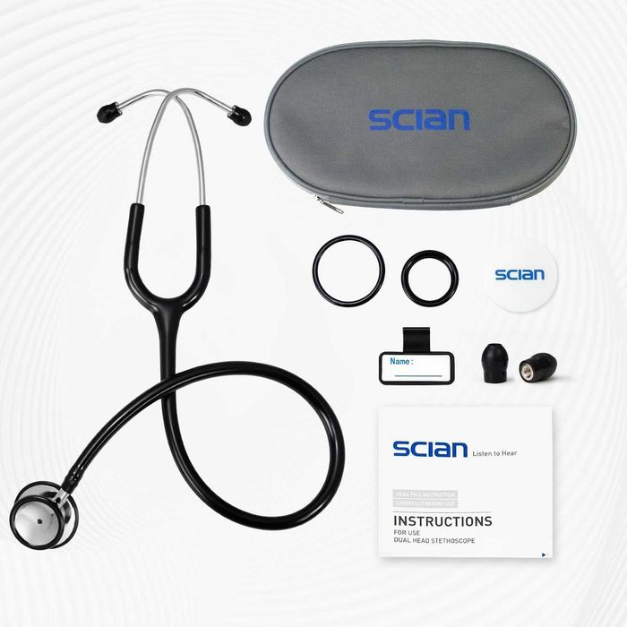 НОВ! Стетоскоп с двойна глава за лекари и студенти, с калъф