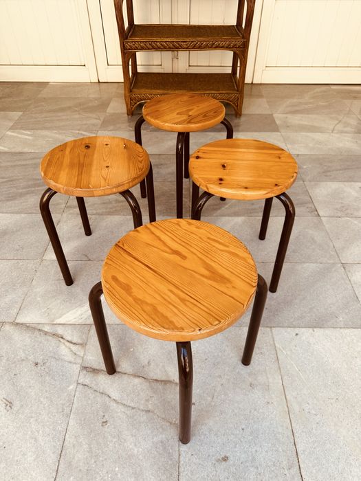 Винтидж шведски табуретки – комплект 4 бр. (1970-те)